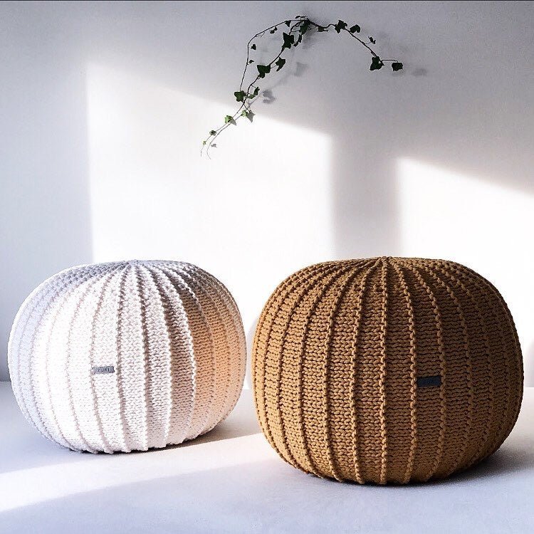 Knitted pouffe, Medium | MUSTARD - Zuri House