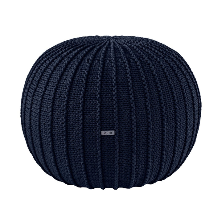 Knitted pouffe, Medium | NAVY BLUE - Zuri House