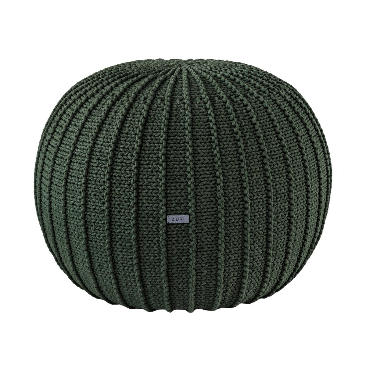 Knitted pouffe, Medium | OLIVE GREEN - Zuri House