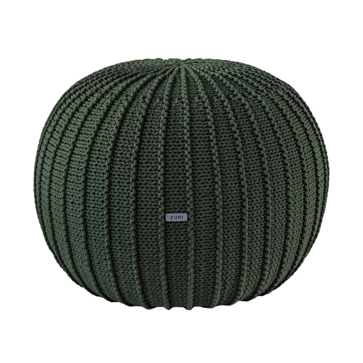 Knitted pouffe, Medium | OLIVE GREEN - Zuri House