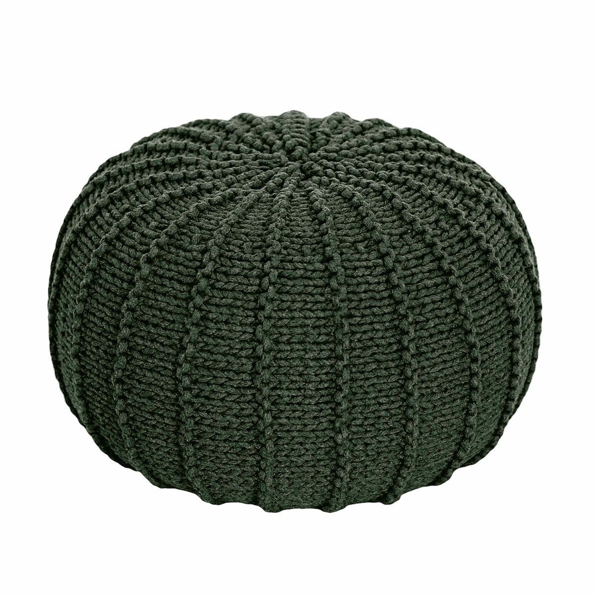 Knitted pouffe | OLIVE GREEN - Zuri House