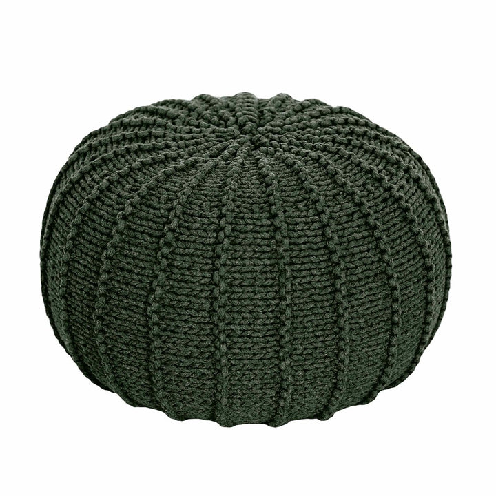 Knitted pouffe | OLIVE GREEN - Zuri House