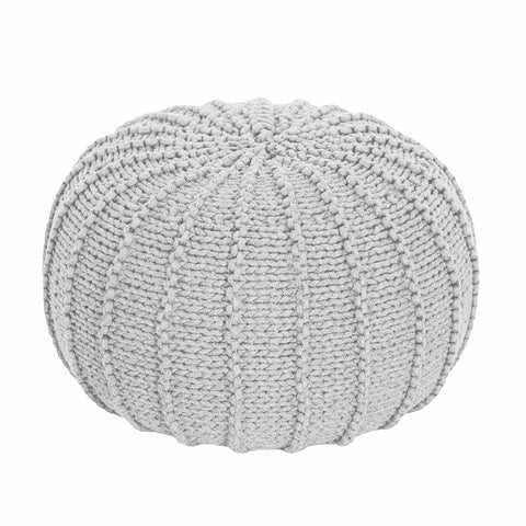Knitted pouffe, Small | LIGHT GREY - Zuri House