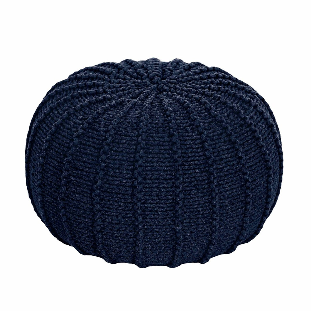 Knitted pouffe, Small | NAVY BLUE - Zuri House