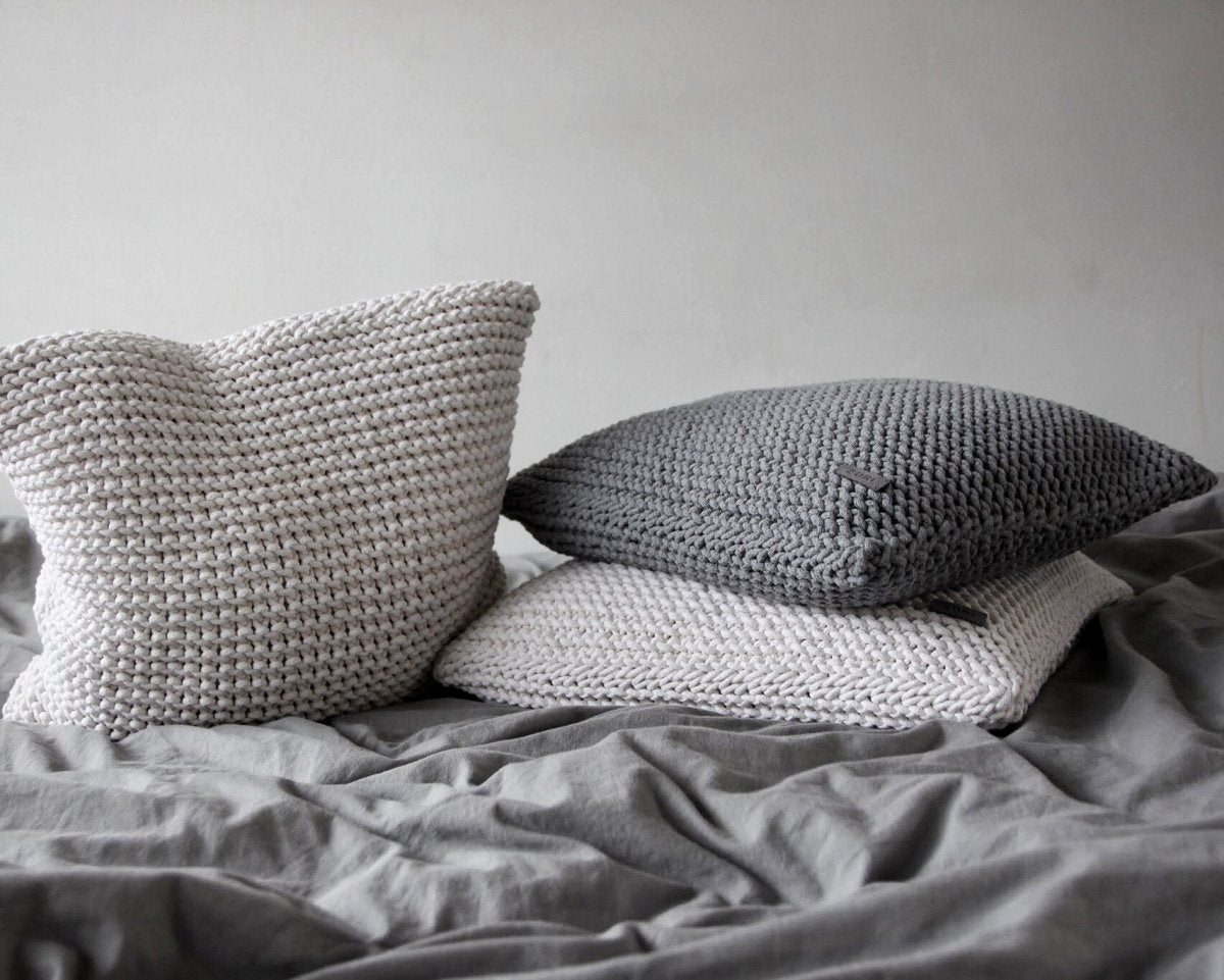 Knitted square cushion | DARK GREY - Zuri House