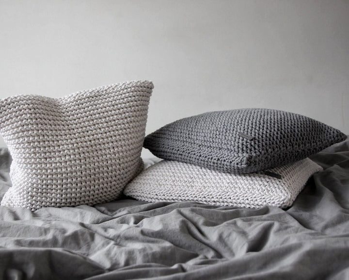 Knitted square cushion | DARK GREY - Zuri House