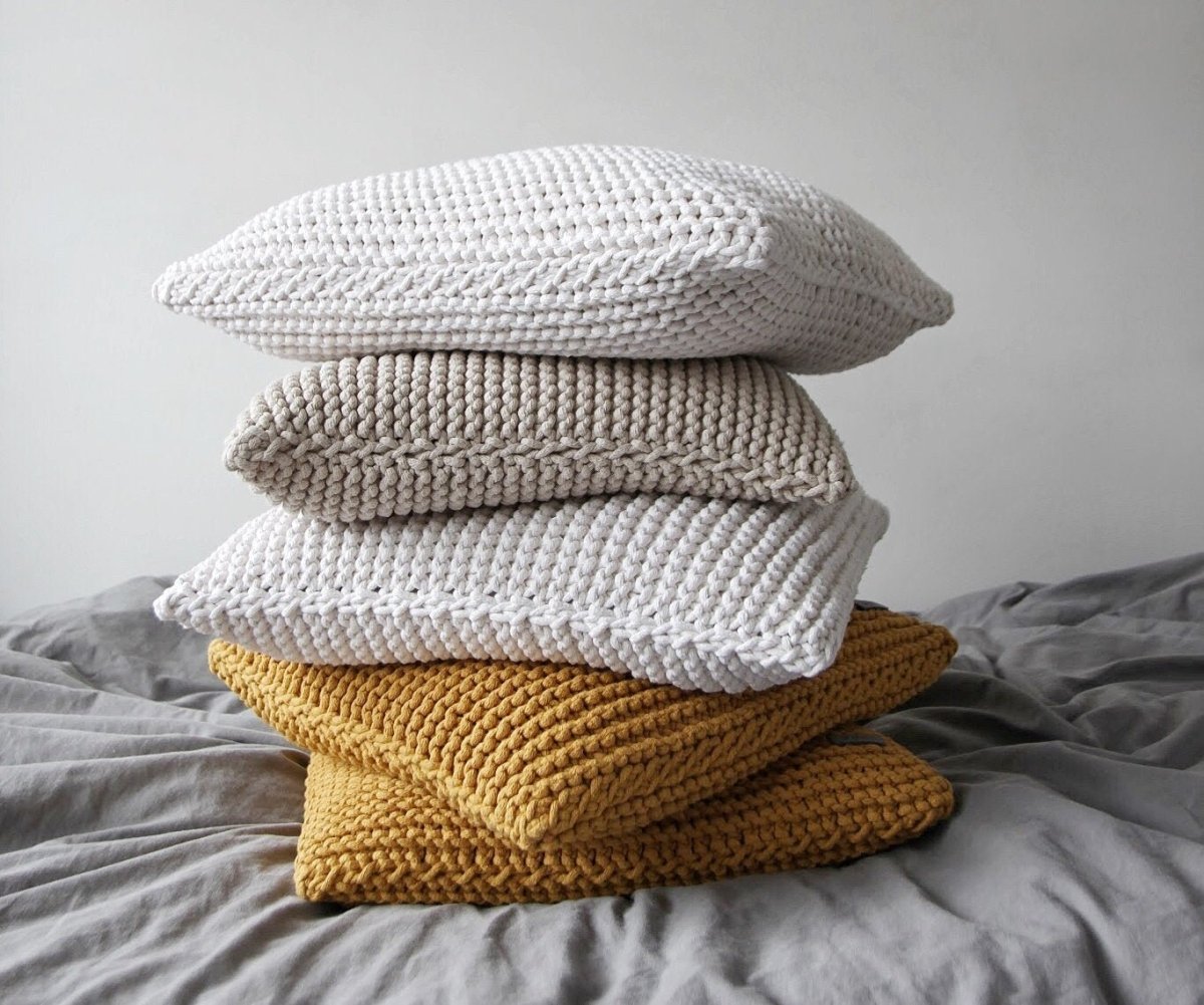 Knitted square cushion | IVORY - Zuri House