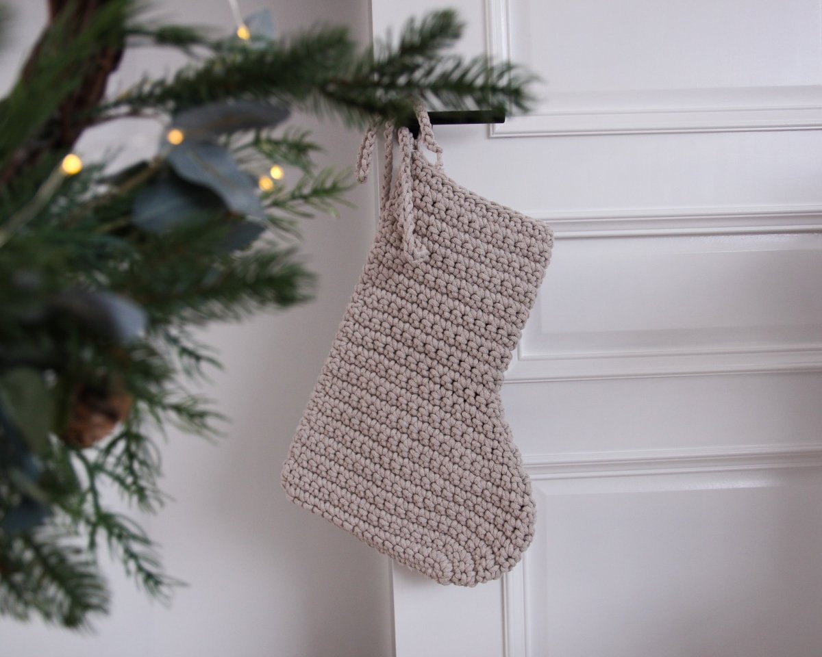 Large Crochet Christmas Stocking | OATMEAL - Zuri House