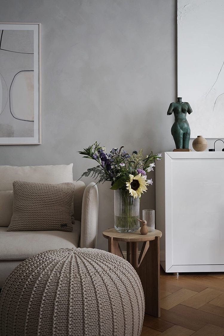 Large knitted pouffe BEIGE - Zuri House