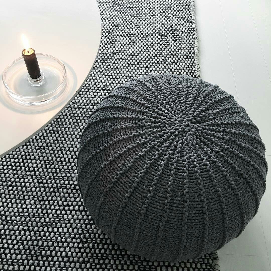 Large knitted pouffe CHARCOAL - Zuri House