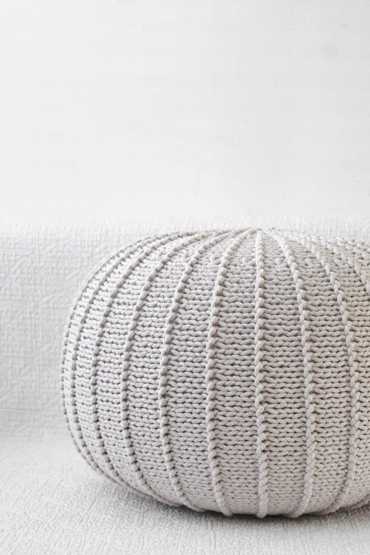 Large knitted pouffe OATMEAL - Zuri House