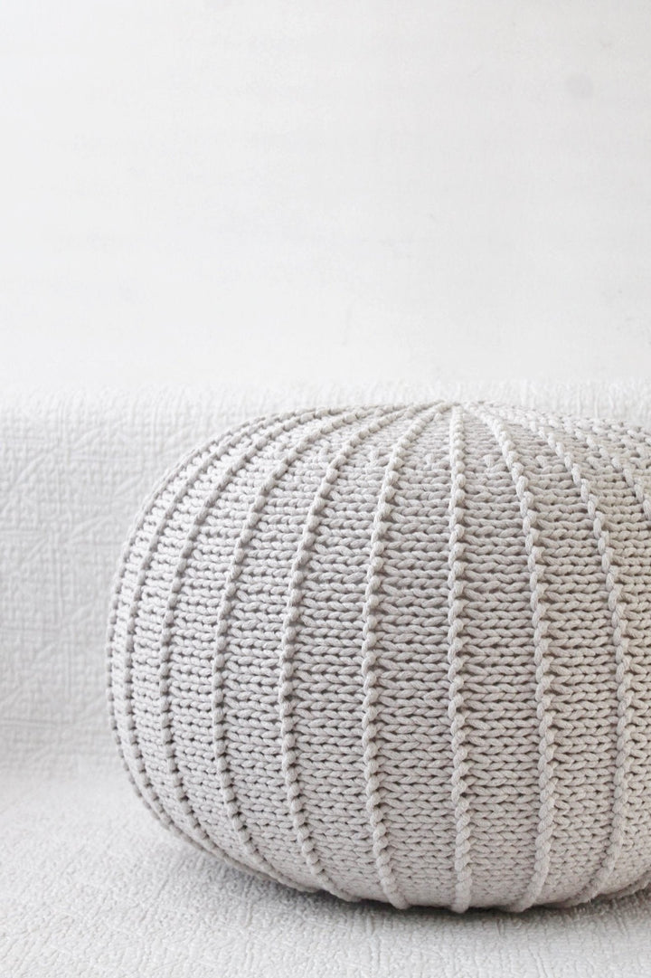 Large knitted pouffe OATMEAL - Zuri House