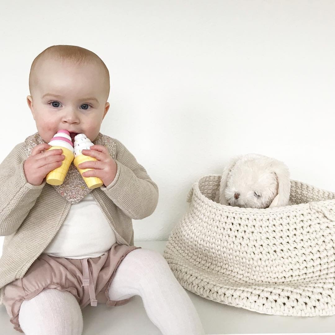 ivory crochet cotton basket