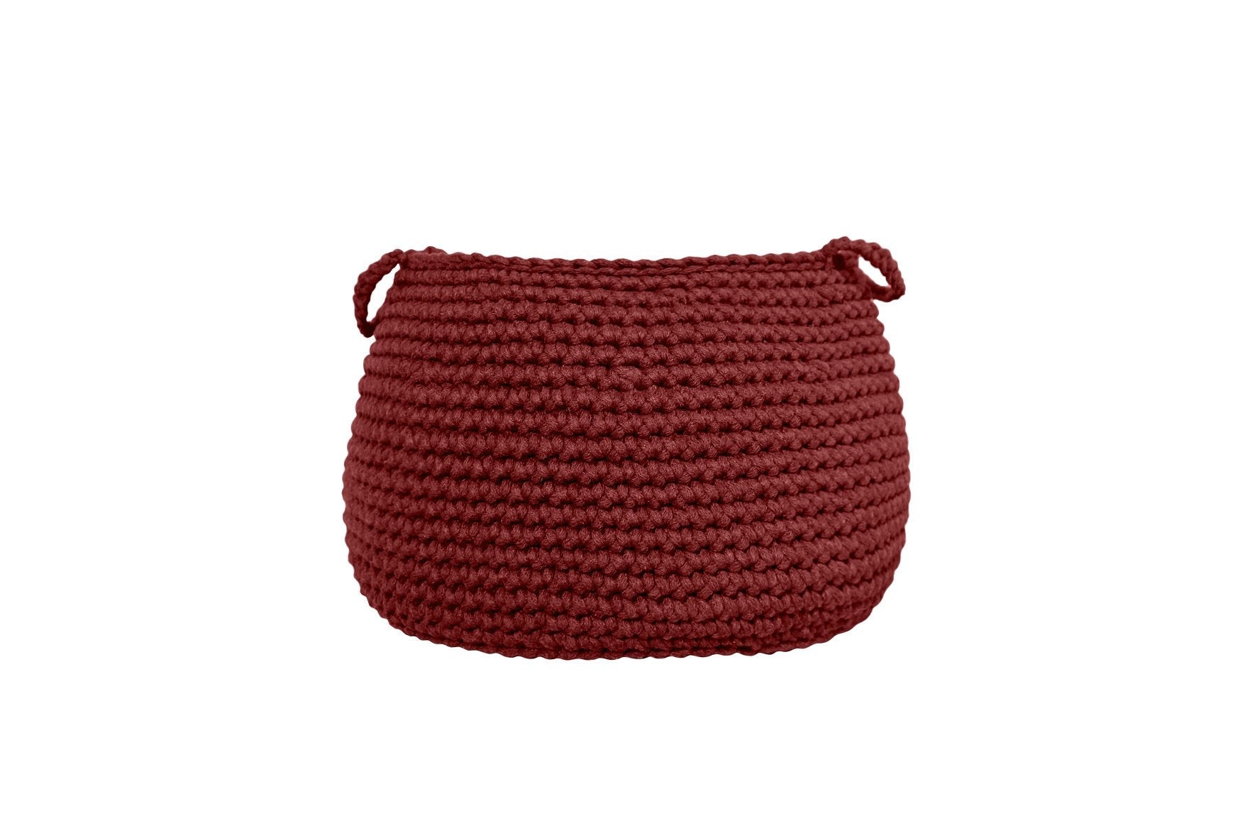 crochet cotton basket in terracotta colour