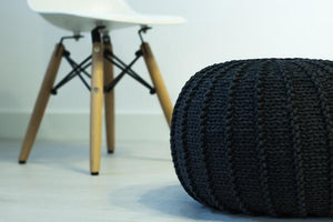 Medium knitted pouffe CHARCOAL - Zuri House