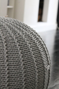 Medium knitted pouffe DARK GREY - Zuri House