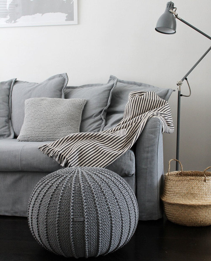 Medium knitted pouffe DARK GREY - Zuri House