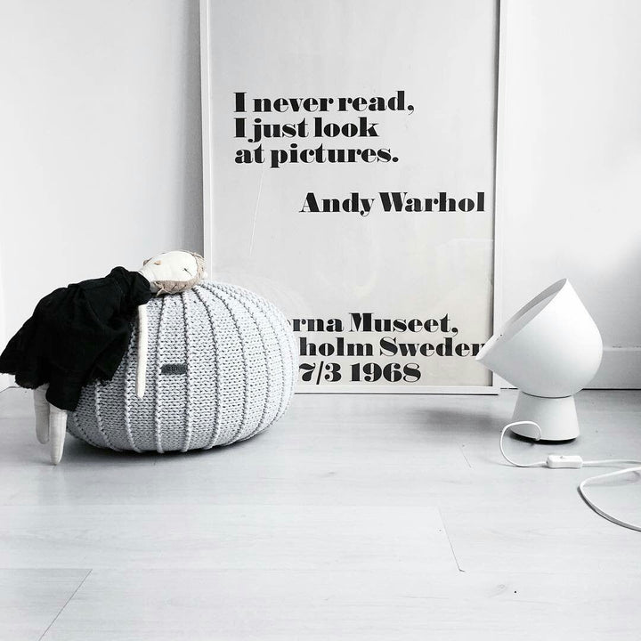 Medium knitted pouffe LIGHT GREY - Zuri House