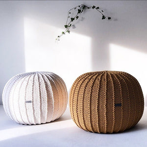 Medium knitted pouffe MUSTARD - Zuri House