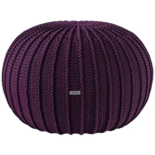 Knitted pouffe, Large | AUBERGINE