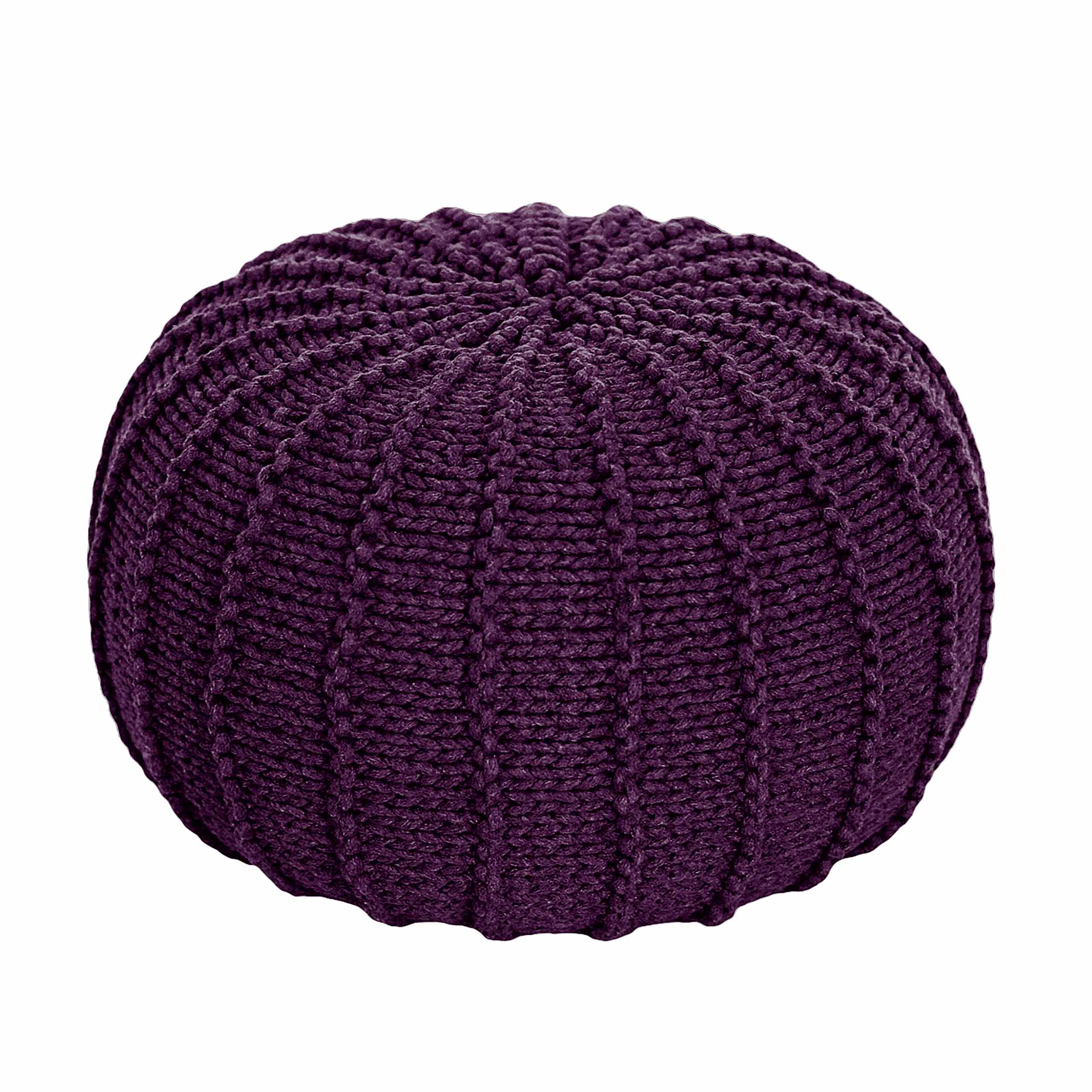 Knitted pouffe, Small | AUBERGINE