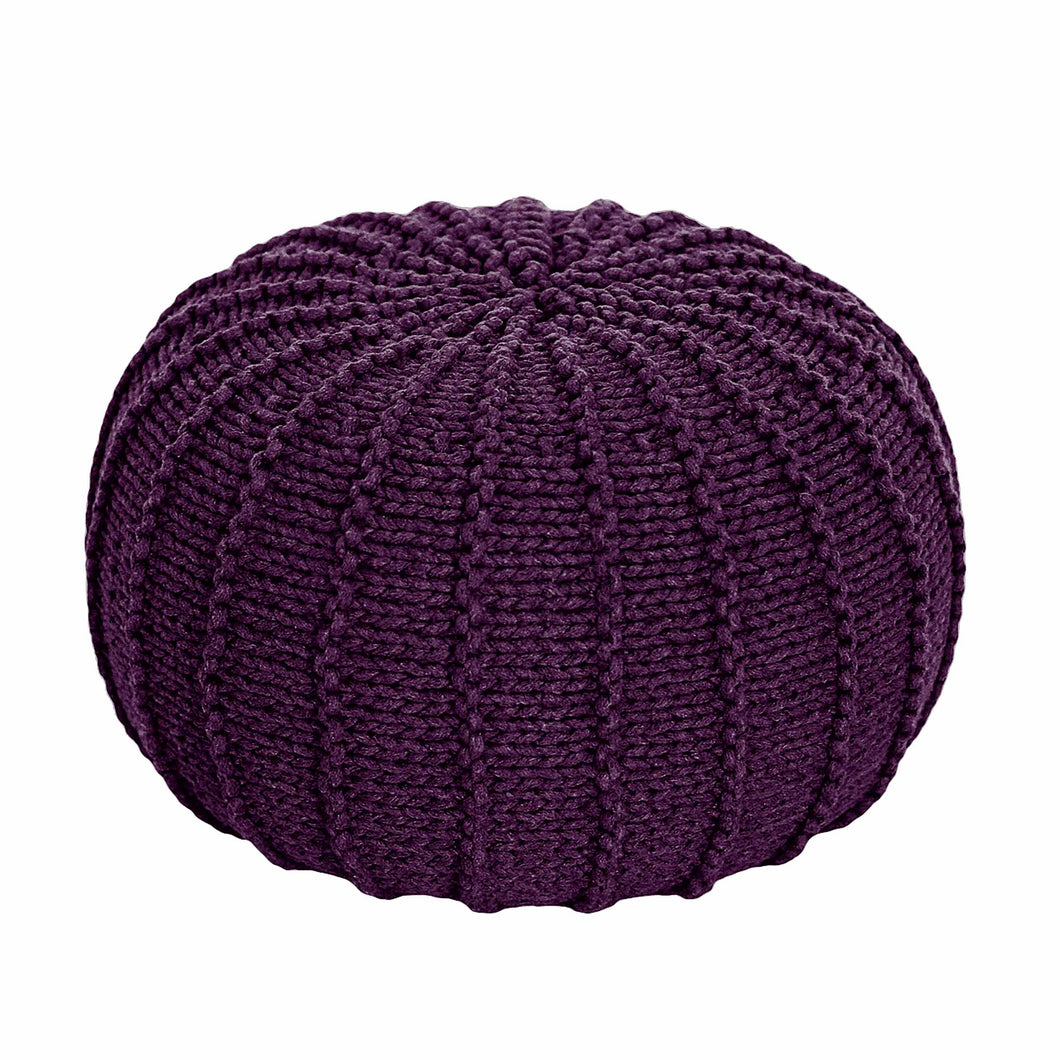 Knitted pouffe, Small | AUBERGINE
