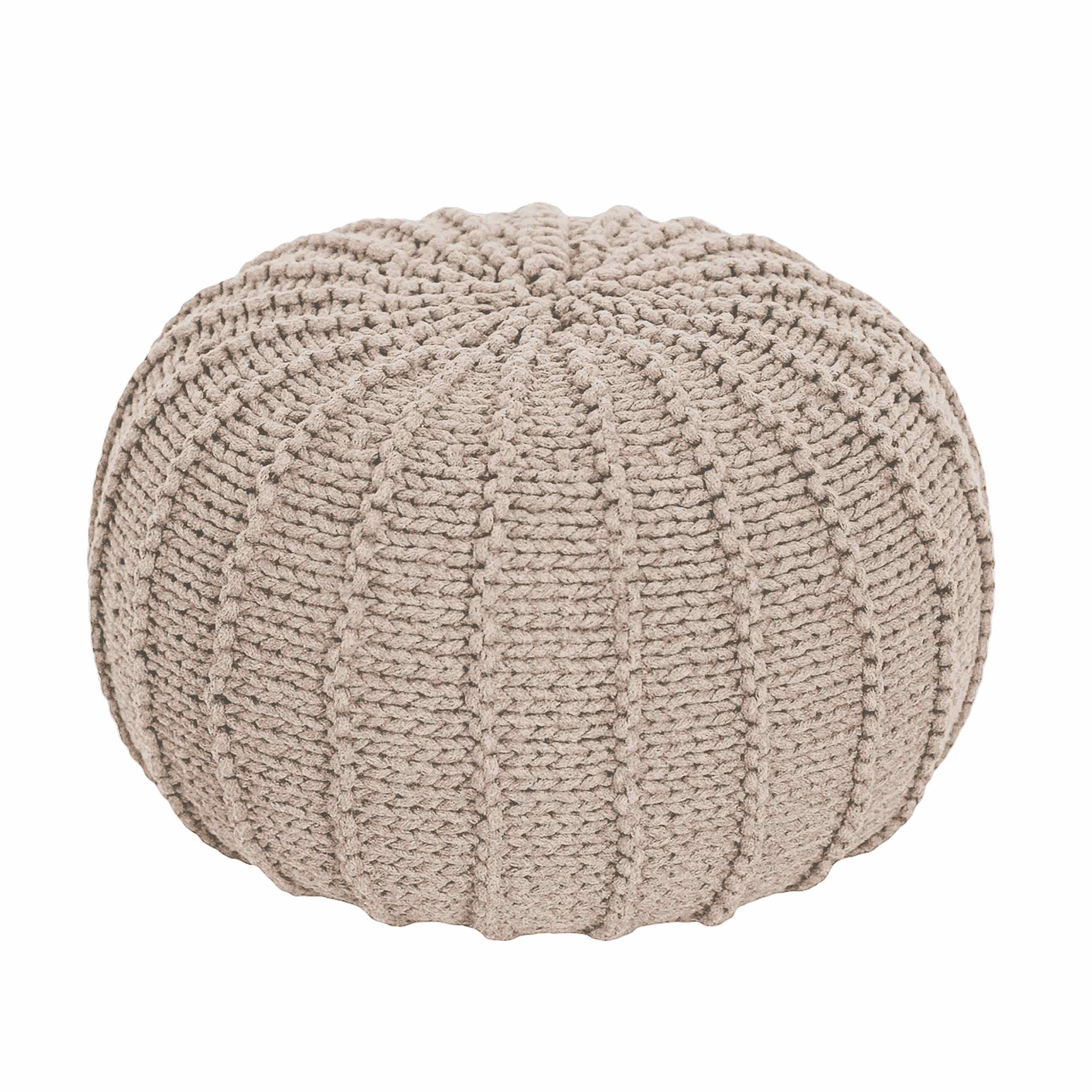 Knitted pouffe, Small | BEIGE - Zuri House