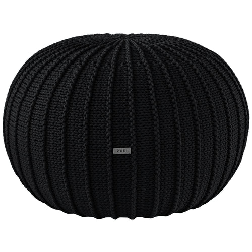 Knitted pouffe, Large | BLACK