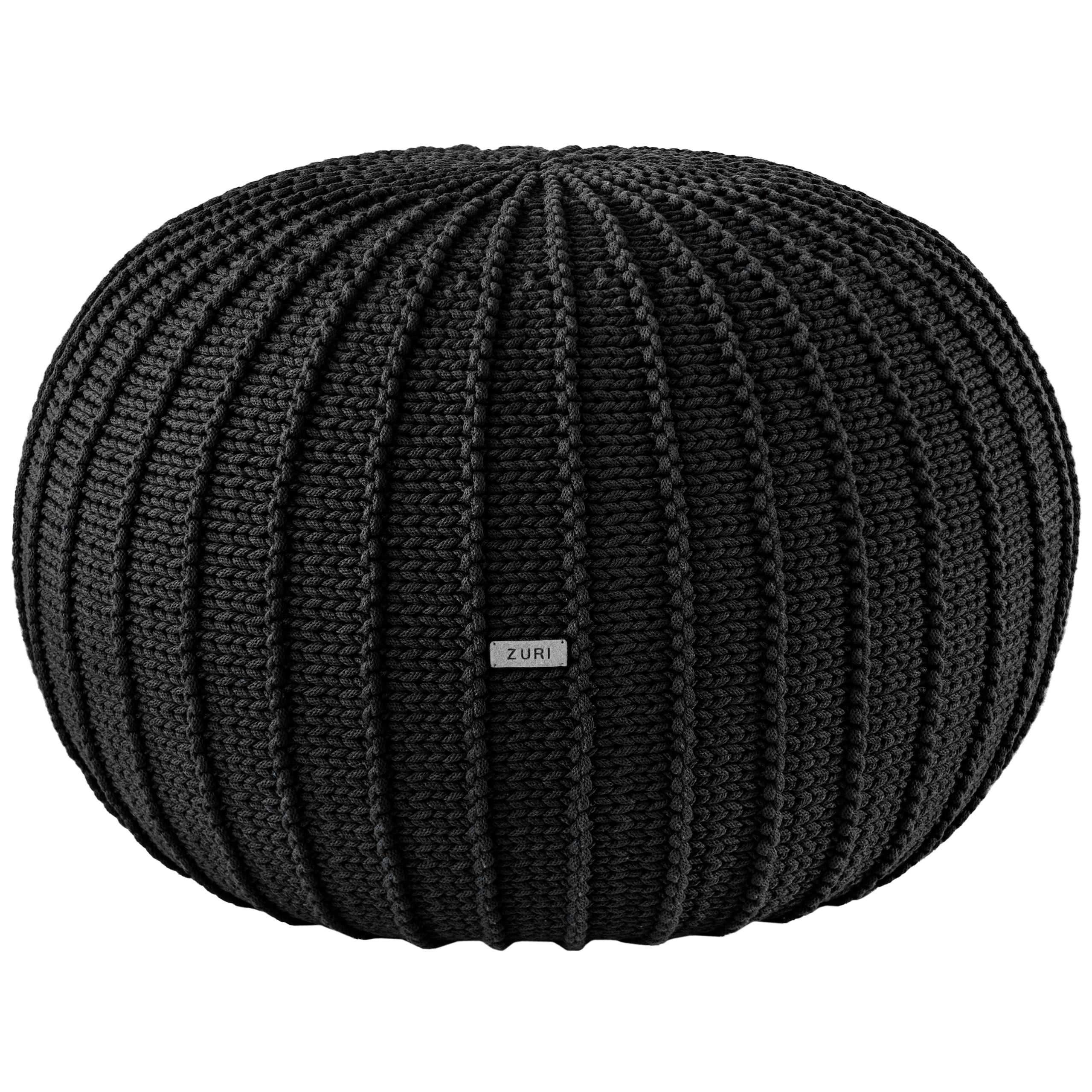 Knitted pouffe, Large | CHARCOAL - Zuri House