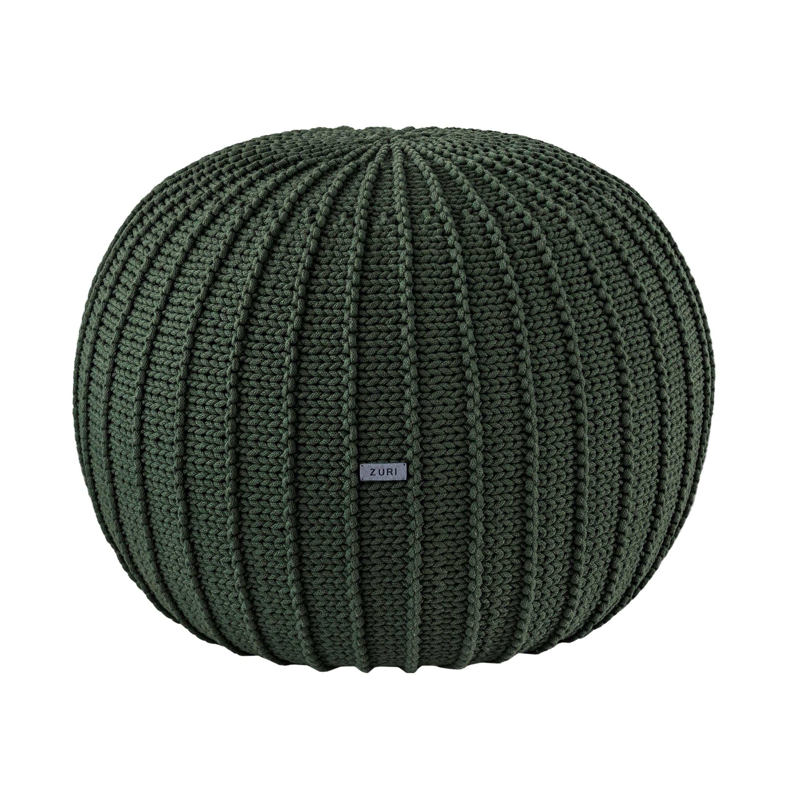 Knitted pouffe, Medium | OLIVE GREEN