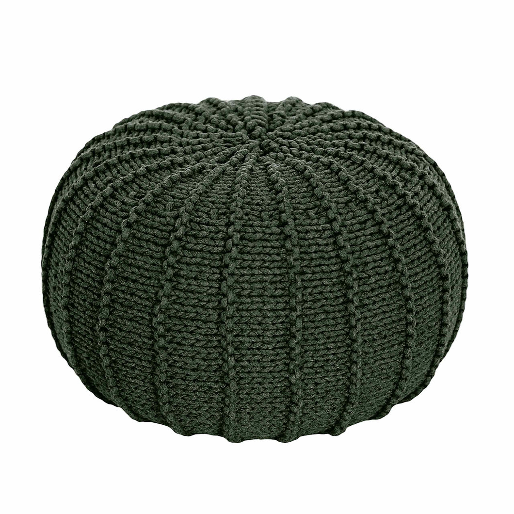 Knitted pouffe, Small | OLIVE GREEN