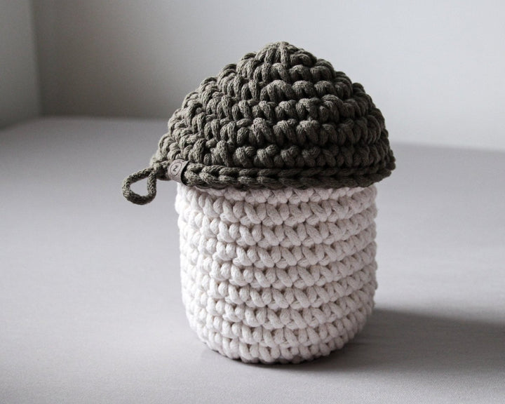 Smurf Basket | IVORY & OLIVE GREEN - Zuri House