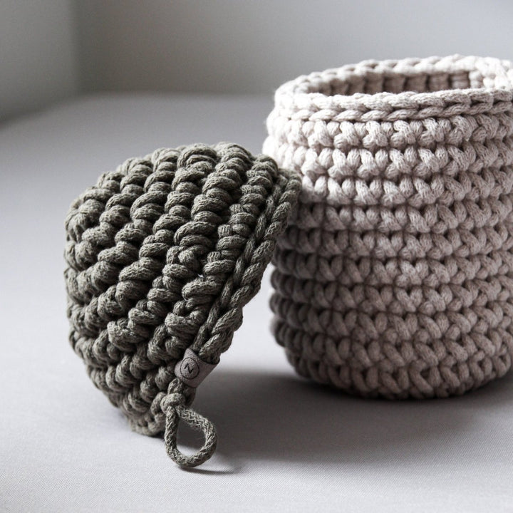Smurf Basket | OATMEAL & OLIVE GREEN - Zuri House
