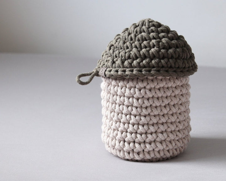 Smurf Basket | OATMEAL & OLIVE GREEN - Zuri House