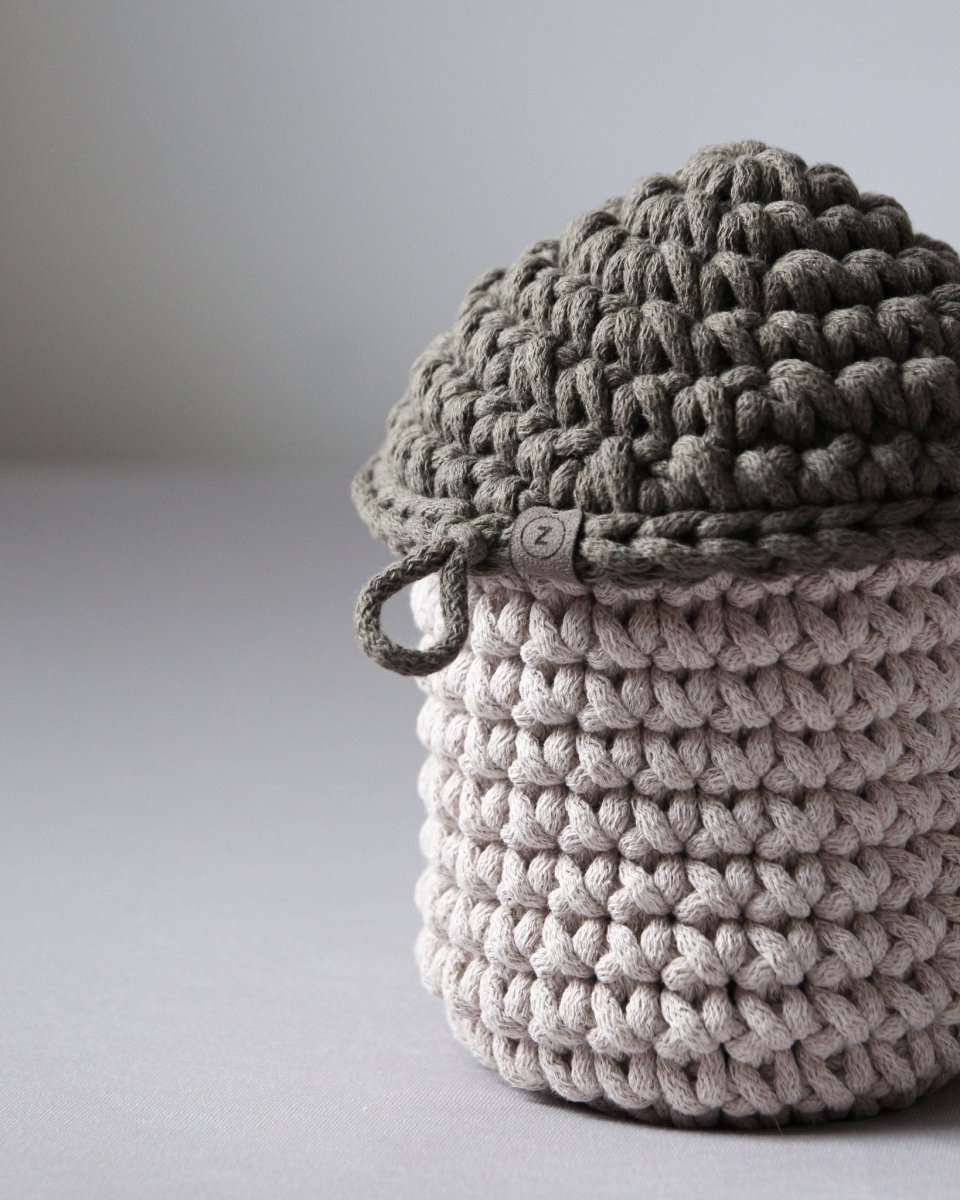Smurf Basket | OATMEAL & OLIVE GREEN - Zuri House