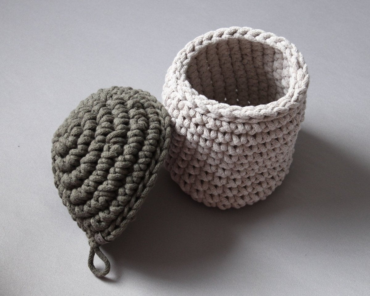 Smurf Basket | OATMEAL & OLIVE GREEN - Zuri House