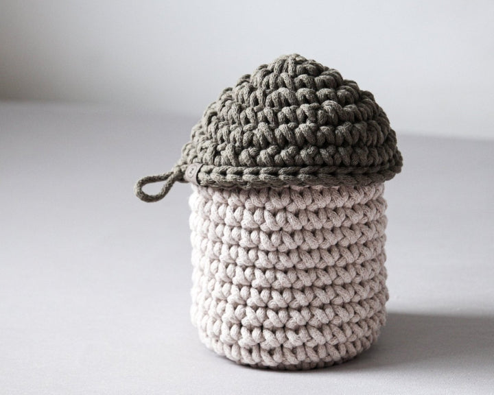 Smurf Basket | OATMEAL & OLIVE GREEN - Zuri House